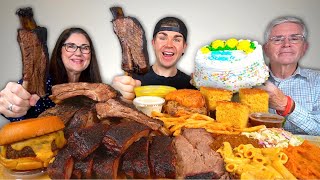 Mukbang with Mom amp Dad  Big Beef Ribs and BBQ  100k Subscribers [upl. by Hardden]