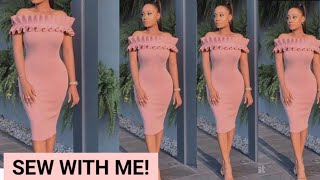 How to Make an Off Shoulder Dress with Pleated Sleeves [upl. by Nady]