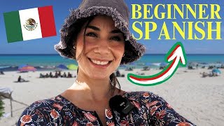 EASY SPANISH VLOG Beach day in Cancun  Beginner Spanish [upl. by Quintina]