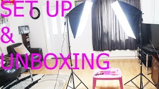 2 x Continuous Lighting Kit Soft Box Photo Studio Set Bulbs 5500K Photography SET UP amp UNBOXING [upl. by Engedus]