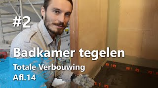 Badkamer Tegelen Part 2  Badkamervloer tegelen Totale Verbouwing Afl14 [upl. by Otto]