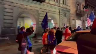 Marchers take to Tbilisi streets in support of students protesting election [upl. by Mllly4]