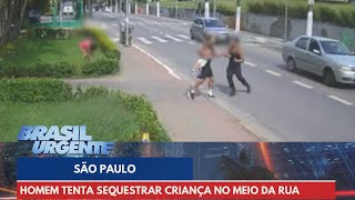 Homem tenta sequestrar criança no meio da rua mas é impedido  Brasil Urgente [upl. by Noirret]