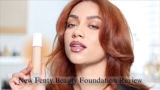 FENTY BEAUTY NEW SOFTLIT NATURALLY LUMINOUS LONGWEAR FOUNDATION REVIEW  MYESHA POLNETT [upl. by Drofkcor]