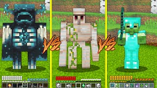 WHAT IF YOU BATTLE WARDEN vs GOLEM vs ZOMBIE IN ARMOR Minecraft Different Army Battle How To Play [upl. by Ching929]