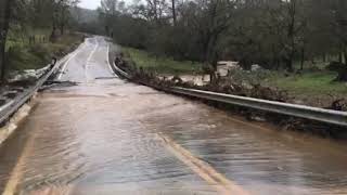 Pool Station Road Bridge flooding in Calaveras County [upl. by Ahsenek]