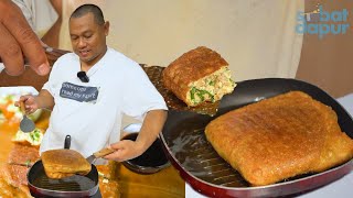 Ternyata ada rahasianya bikin martabak telur teflon segede ini kulitnya anti robek [upl. by Lhamaj]