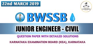 BWSSB Junior Engineer Civil Question Paper Solutions  BWSSB Recruitment 2019 [upl. by Angelis]