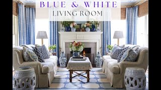 BLUE amp WHITE Living Room Home Decor and Design Ideas  Coastal Farmhouse Interior Design [upl. by Winny592]