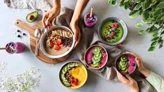 5 BREAKFAST SMOOTHIE BOWLS » easy  nutritious [upl. by Domela]