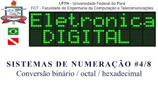 Conversão binário  octal  hexadecimal  Sistemas de numeração 48  Eletrônica Digital [upl. by Kowtko]