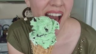 SassEsnacks ASMR Mint N Chip Ice Cream Cone  Eating Sounds [upl. by Esimaj]