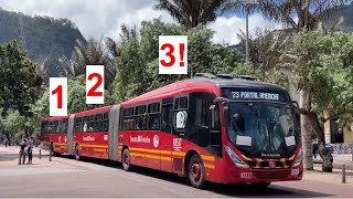 Wow so Long Biarticulated buses in Bogota Colombia 2023 Three piece [upl. by Ylremik7]