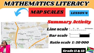 Map scales Line scale bar scale and ratio scale detailed activity Maths literacy scales [upl. by Nixon]