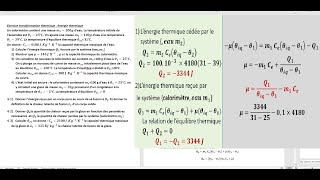 Exercice transformation thermique  énergie thermique 1Bac SM [upl. by Strohbehn]