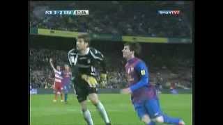 Lionel Messi  O primeiro gol de Messi no BarcelonaGlobo Esporte [upl. by Venu]