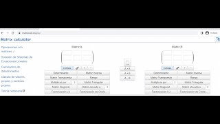 Matrixcalc Calculadora de matrices online [upl. by Nacim961]