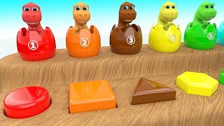 Learning Shapes amp Colors with Dinosaur Cartoon Color Surprise Eggs 3D Kids Toddler Educational Video [upl. by Salomi]