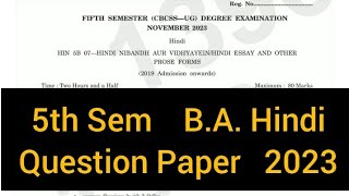 HINDI NIBANDH AUR VIDHYAYEINHINDI ESSAY AND OTHER  5th Sem BA Hindi 2023 calicut [upl. by Alatea505]