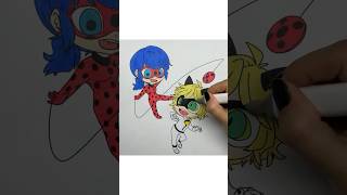 REVERSE Coloring Miraculous Ladybug amp Cat Noir reverse coloring miraculous coloringtime markers [upl. by Purvis]