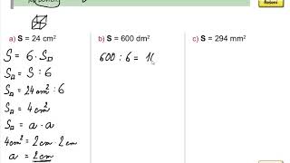 Výpočet hrany krychle z povrchu krychle Geometrie pro 5roč str 51 cv 3 [upl. by Mouldon]
