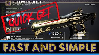 Destiny 2  Reeds Regret How to get it UPDATED READ DESCRIPTION [upl. by Abran]