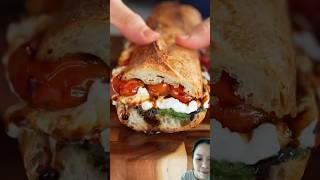 Burrata Caprese Sandwich with Cherry Tomato Confit sandwich recipe bread cooking [upl. by Ihculo930]