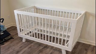 Babyletto Hudson 3 in 1 Convertible Crib with Toddler Bed Conversion Kit Unboxing Setup and Initial [upl. by Mahon]