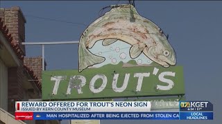 10K offered for return of famed Trout’s neon sign Kern County Museum [upl. by Naejarual]