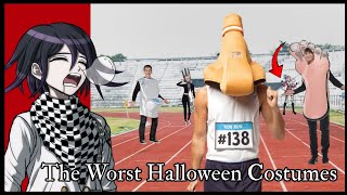 Danganronpa Reacts Miu Kokichi Monika and Tsumugi React to the Worst Halloween Costumes react [upl. by Attinahs]