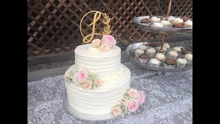 Easy DIY Tiered Wedding Cake  How to Frost  Stack  Decorate [upl. by Adolf]