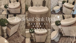 DIY Pedestal Sink Update  Vanity Storage Small Bathroom Storage Idea [upl. by Frulla]