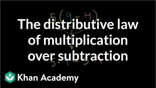 The distributive law of multiplication over subtraction  PreAlgebra  Khan Academy [upl. by Toblat]