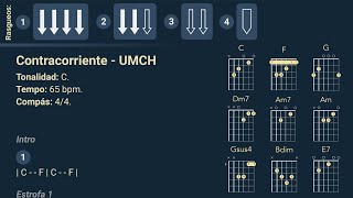 Contracorriente  UMCH  Letra y Acordes de Nivel Básico  Diagramas de Guitarra [upl. by Ruthi224]