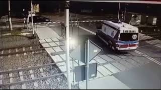 Poland Ambulance crash with train [upl. by Benedicta]