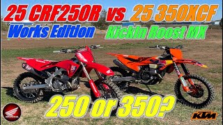 2025 Honda CRF250R Works Edition vs 2025 KTM 350XCF Back to Back at KickIn Roost MX [upl. by Atteugram]