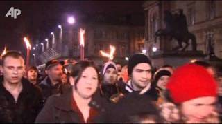 Raw Video Torches Capes for Scottish New Year [upl. by Akirdnuhs]