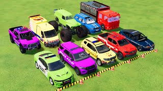 TRANSPORTING POLICE CARS AMBULANCE FIRE TRUCK MONSTER TRUCK WITH TRUCK FARMING SIMULATOR 22 [upl. by Reynolds]