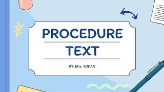 EnglishCorner TextType PROCEDURE TEXT Teks Prosedur [upl. by Nolahc]