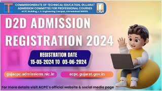 ACPC  D2D Admission Registration Process 2024 Diploma to Degree Engineering  Pharmacy [upl. by Tnafni]