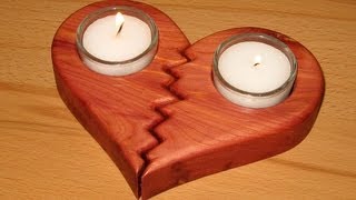 easy scroll saw project  a broken heart candle holder  woodworking [upl. by Giraud]