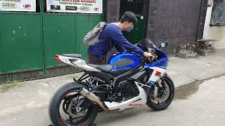 Suzuki Gsxr 750 with Akrapovic Oblique 61mm cat delete elbow sound check [upl. by Fezoj]