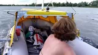 Intex Mariner with sail and cabin diy homemade inflatable sailboat dinghy Schlauchboot [upl. by Wojak]