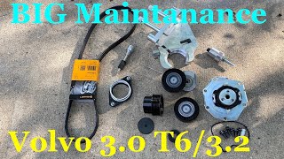 Volvo XC70 T6 30 Replacing accessory drive belt water pump and all pulleys [upl. by Ahsikat]