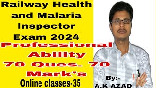 Railway Health and malaria Inspector online exam 2024online classes Class35 [upl. by Eyaf]