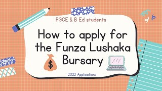 How to apply for the Funza Lushaka Bursary BEd and PGCE students🇿🇦 [upl. by Elleynod]