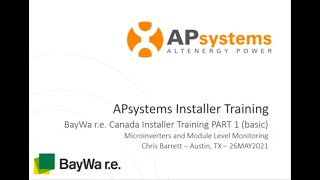 Webinar APsystems and BayWa r e Installer Training PART 1 basic [upl. by Notlit]