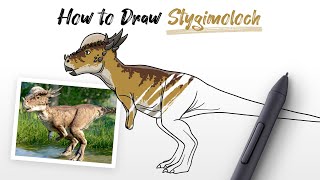 How to Draw Stygimoloch dinosaur from Jurassic World Fallen Kingdom  easy Step By Step [upl. by Loux]