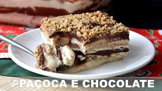 PAVÊ DE PAÇOCA COM CHOCOLATE  RECEITAS QUE AMO [upl. by Ahsilaf73]