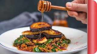 Honey Dripped Halloumi Stack Recipe  Sorted Food [upl. by Imeon]